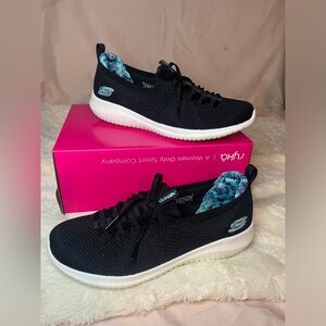 Skechers Womens Ultra Flex Flourishing 149393W Black Running Shoes Sneakers 8